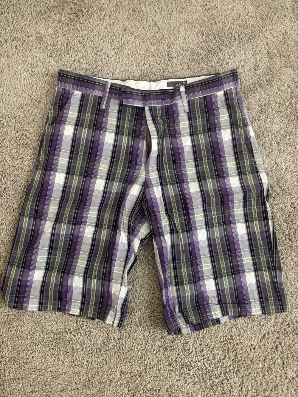 H&M Purple Plaid Flat Front Men's Shorts